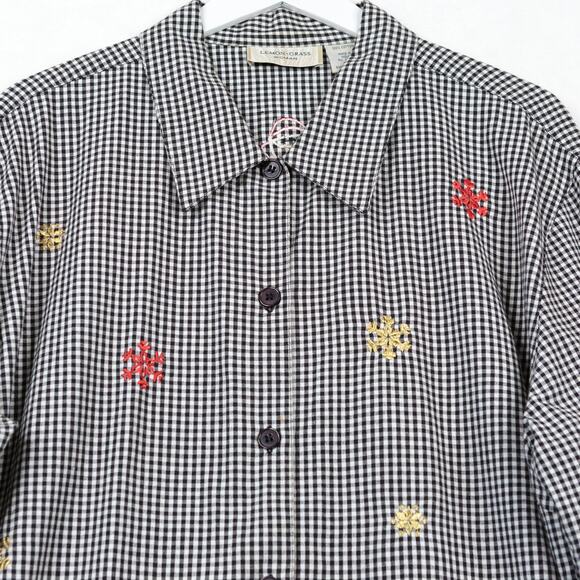 LEMON GRASS 3D Dancing Santa Reindeer Christmas Embroidered Button Up Shirt 2X - Picture 4 of 11